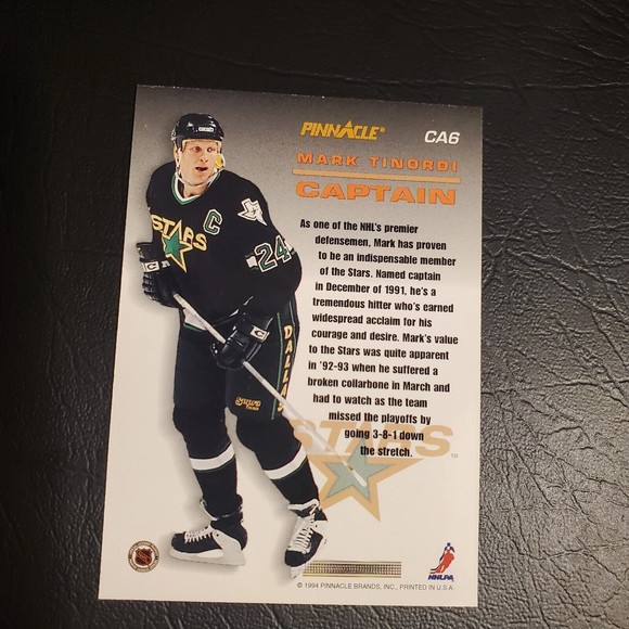 Mark Tinordi 1993-94 Pinnacle Captain CA6 NM/M Dallas Stars NHL NHLPA - Picture 2 of 2